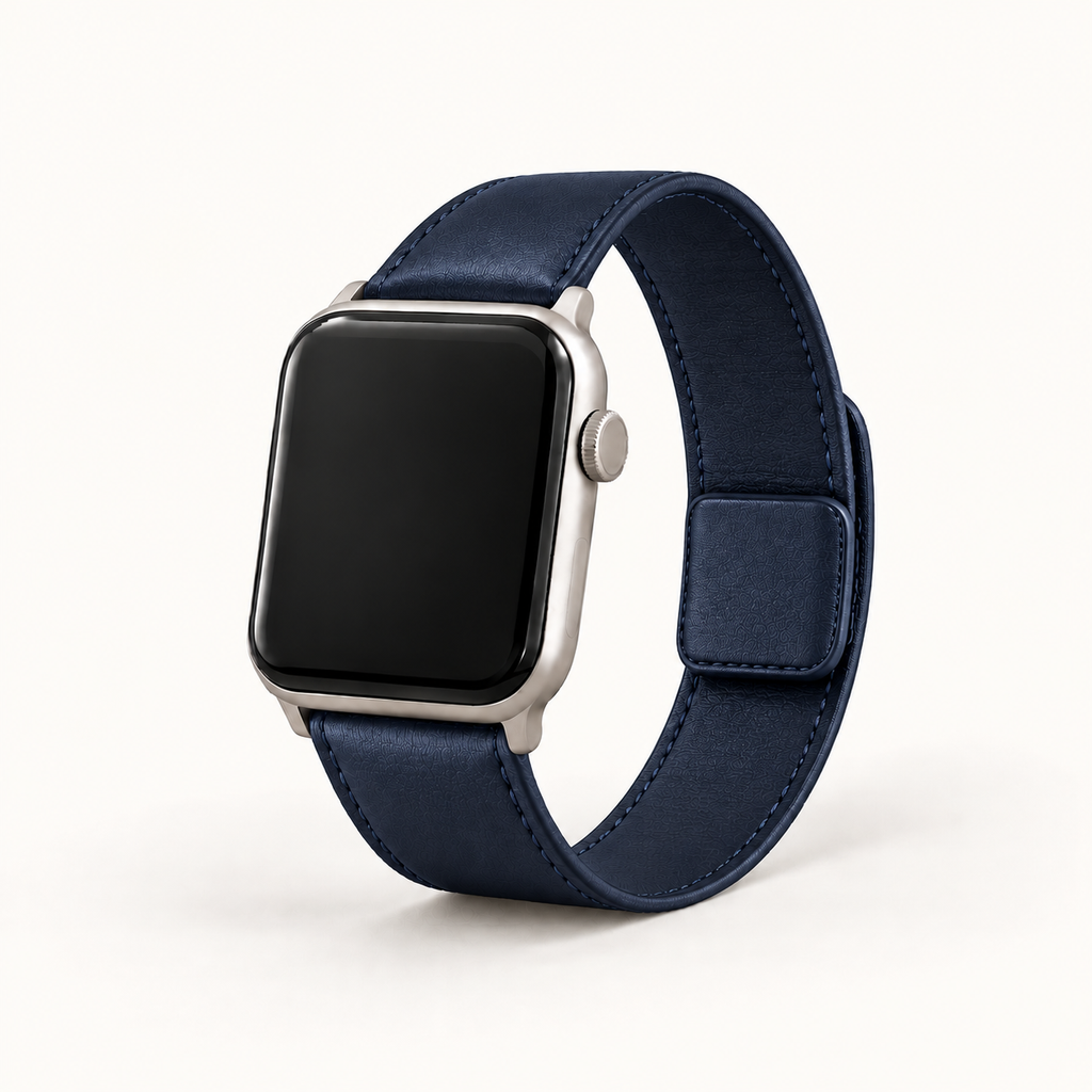 Bracelet cuir magnétique, coloris Bleu marine